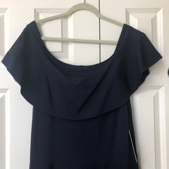 Eliza J off the shoulder navy dress - Picture 6 of 7